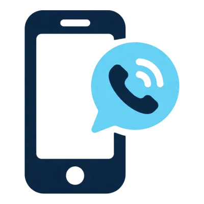 Icon of a phone with a call bubble